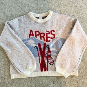 Target brand  Après Graphic Sweater - Cream and Red size large women’s